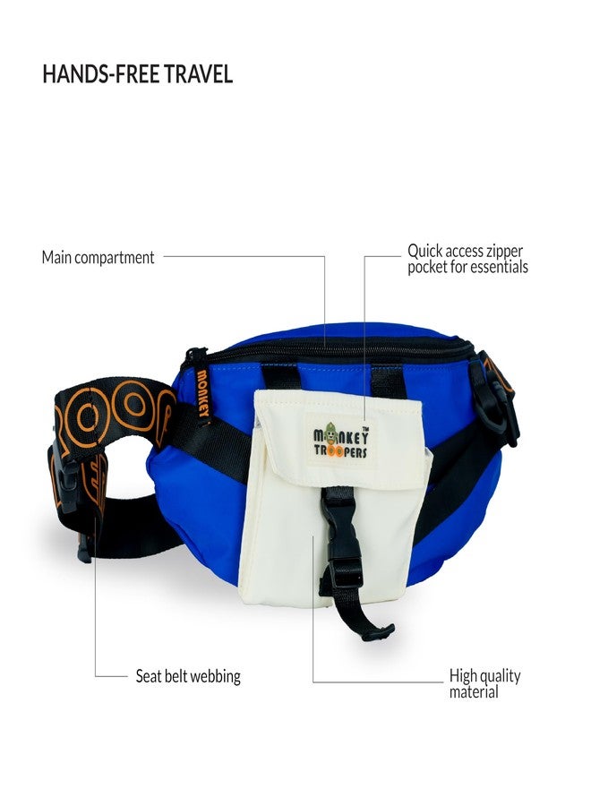 MONKEY TROOPERS Vibe Waist Bag, Crossbody, Fanny Pack, Chest Bag for Men Women Girls Boys, Lightweight, 4L Capacity, Travel, Hikking, Casual, Dailyuse, Water Resistant (Blue/White) - Image 4